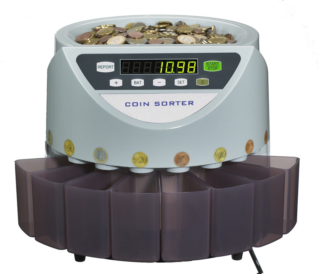 Pengeteller AB550A tar norske mynter 1, 5 10 og 20.