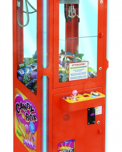candy box kran med myntinnkast for leker og godteri